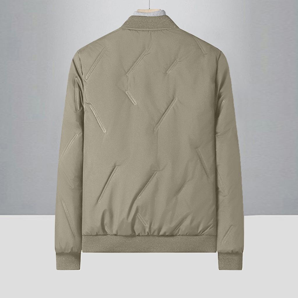 Men's Large Pocket Zipper Jacket Sports Leisure Baseball Collar Thick Warm Quilted Coat