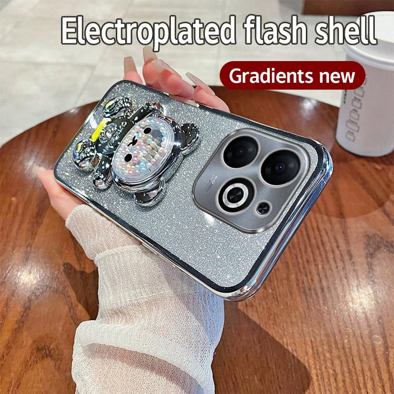 Candy Bear Stand Holder Glitter Phone Case For Infinix Note 40 30 Vip 20 12 Pro 30i Zero 30 4G 5G Smrat 8 7 5 6 Plus Soft Cover