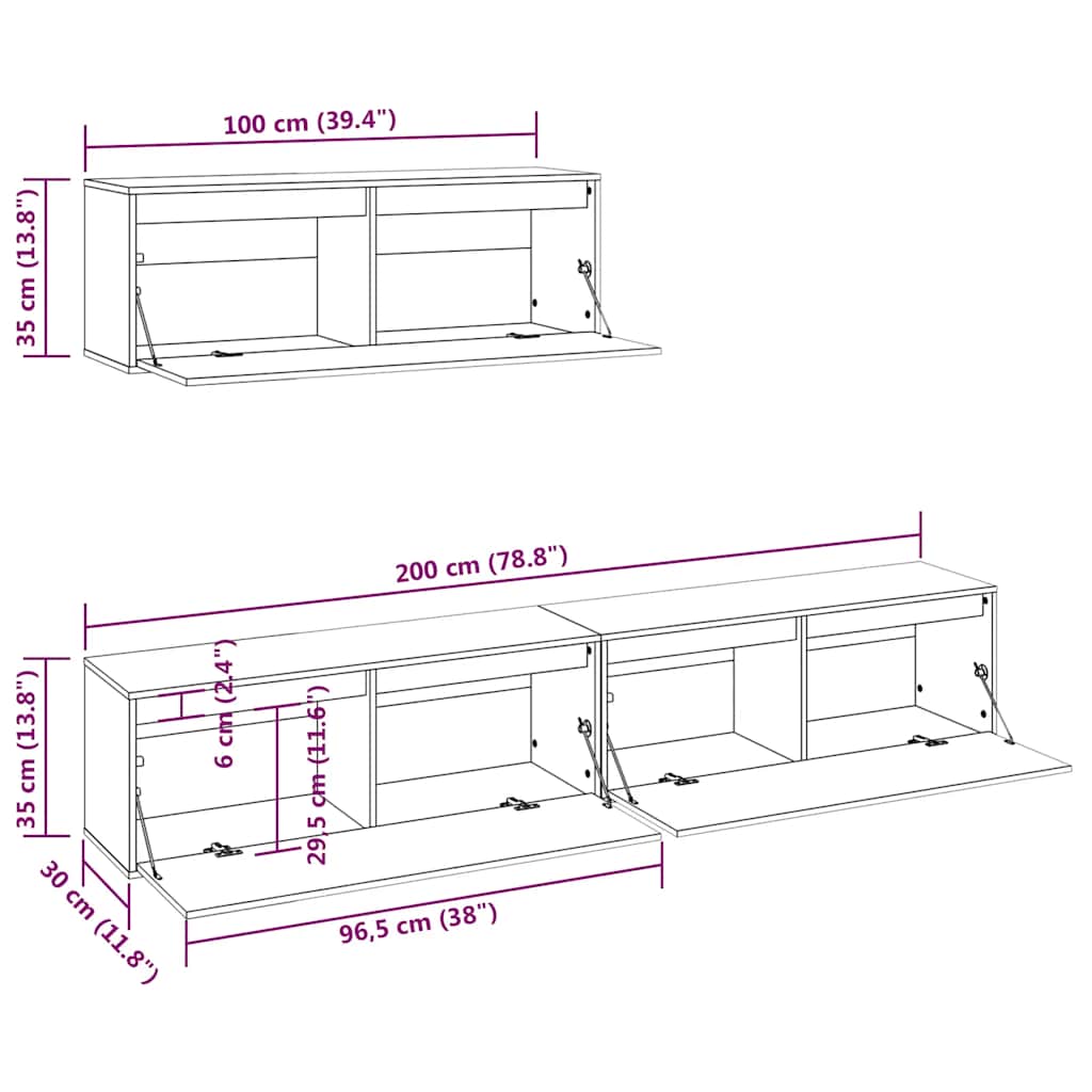 3 Piece TV Cabinet Set White Solid Pine Wood