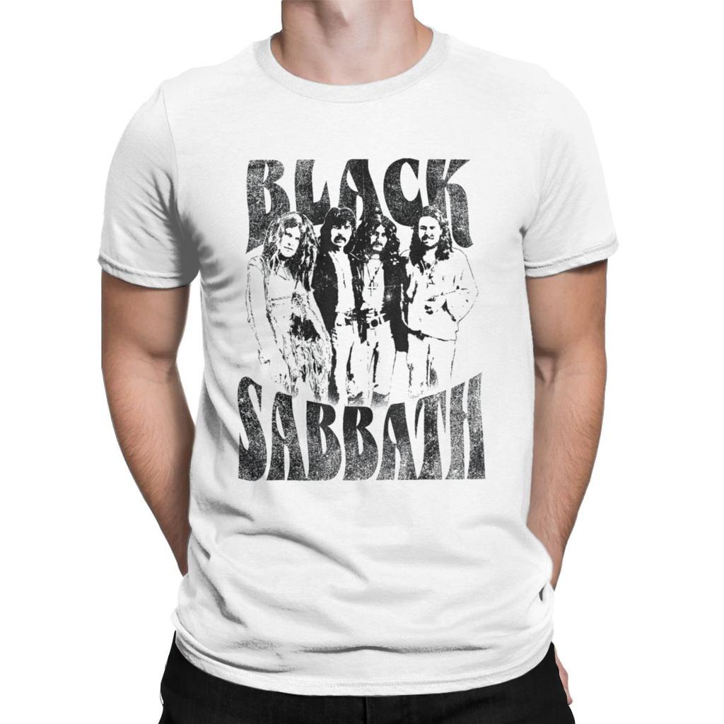 Official Black Group Photo T-Shirt Men British Sabbathes Funny Cotton Tee Crewneck Short Sleeve T Shirt Gift merch