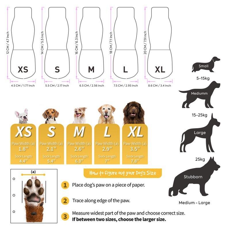 4 Pcs Waterproof Anti-slip Dog Socks, Suitable For Dogs & Cats Indoor Outdoor Wear Designed For Don't Like Shoes And Older Pets