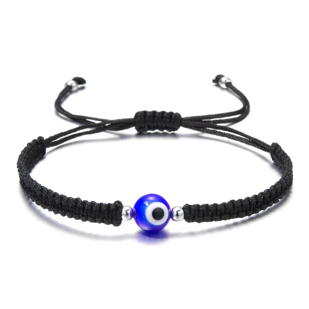 Minimalist Round Resin Evil Blue Eyes Bracelets For Women Men Handmade Braided Lucky Red String Evil Eye Bracelet Couple Jewelry