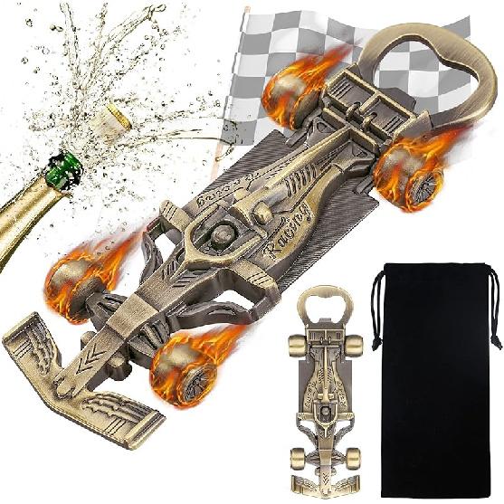 LKKCHER Racing Car Gifts for Men Women, Novelty Racing Car Bottle Opener, Birthday Gifts Christmas Gifts for Men Grandpa Boyfriend Husband, Racing Bronze with Gift Bag