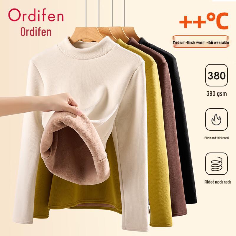 Audiffren Women's Fleece-Lined Mock Neck Thermal Top