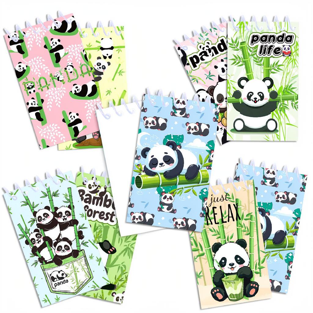 8Pcs 10x6cm Panda Mini Spiral Notebook Bamboo Notepad Back To School Supplies Classroom Prizes Teacher Awards Student Stationery