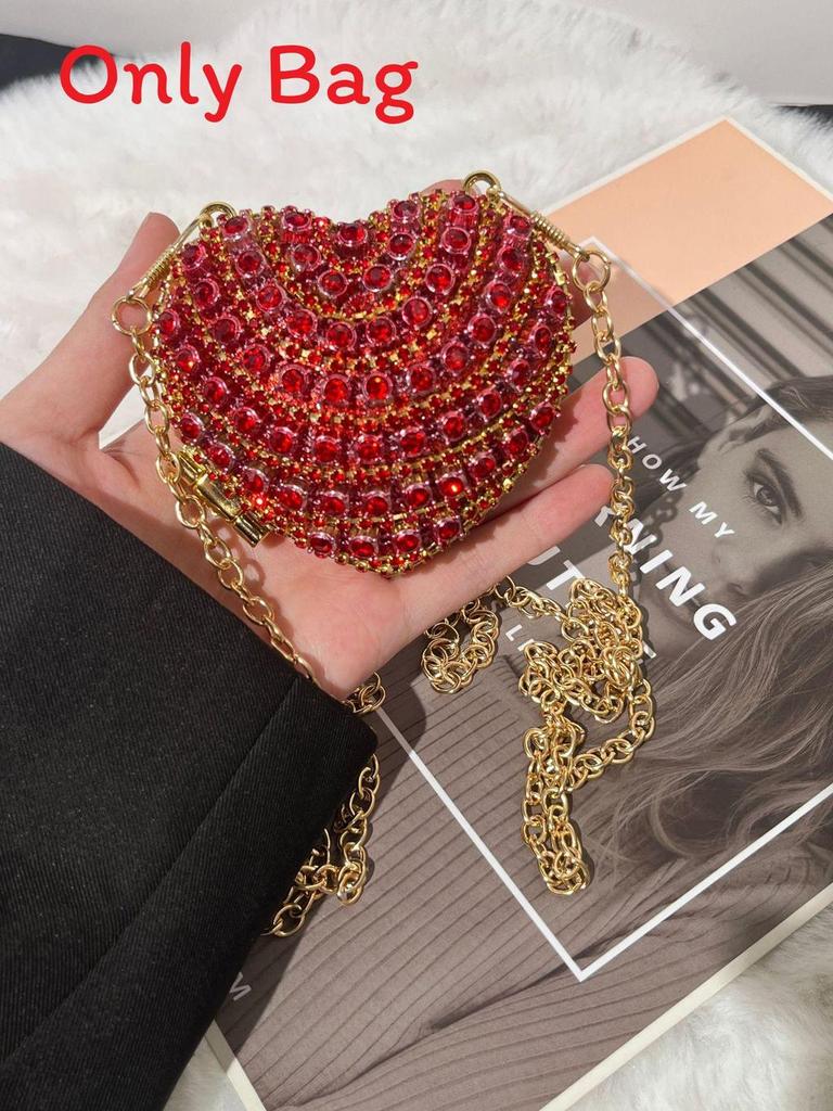 Mini Borsa a Mano a Forma di Cuore d'Amore con Decorazioni di Diamanti Acqua Scintillante per Uso Quotidiano