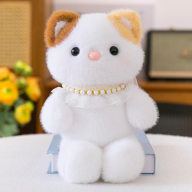 Simulation Pearl Bear Plush Toy With Soft Short Pile For Kids Birthday Gift