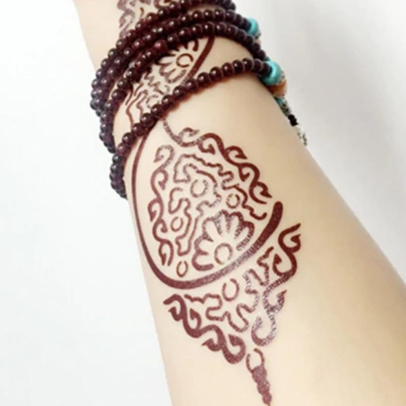 Indian Lace Tattoo Sticker Reddish-Brown Waterproof Tattoo Sticker