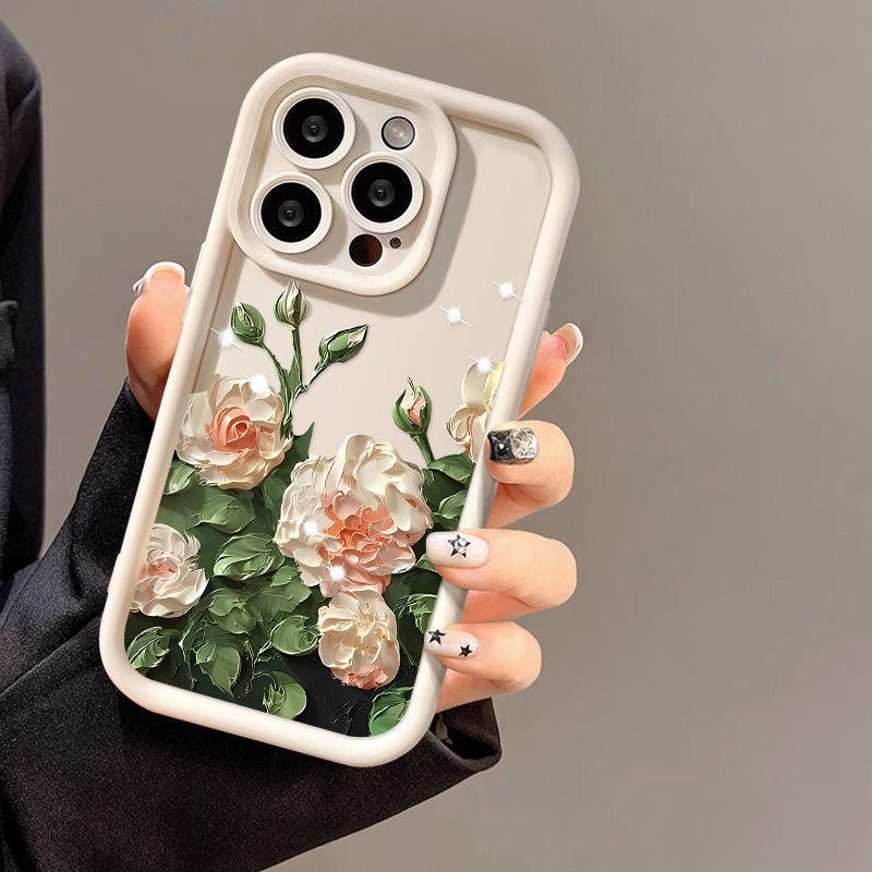 

Oil Painting Camellia Phone Case for Apple iPhone Models: 16 Promax, 15 Plus, 14 Pro, 13X iPhone 7 Plus/8 Plus