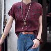Burgundy outer short-sleeved T-shirt women's 2025 summer summer high-end large-size white top