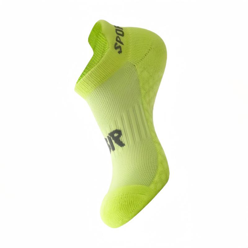 Zhuji Women's Anti-Odor Cotton Running Socks - Sweat-Absorbing Short Boat Socks for Autumn and Winter, Trendy Towel Bottom Design.