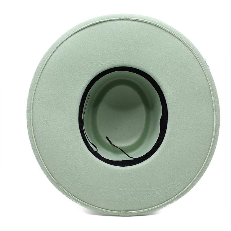 New simple solid color wool.cm brim men's and women's autumn and winter warm outdoor oval ring top hat