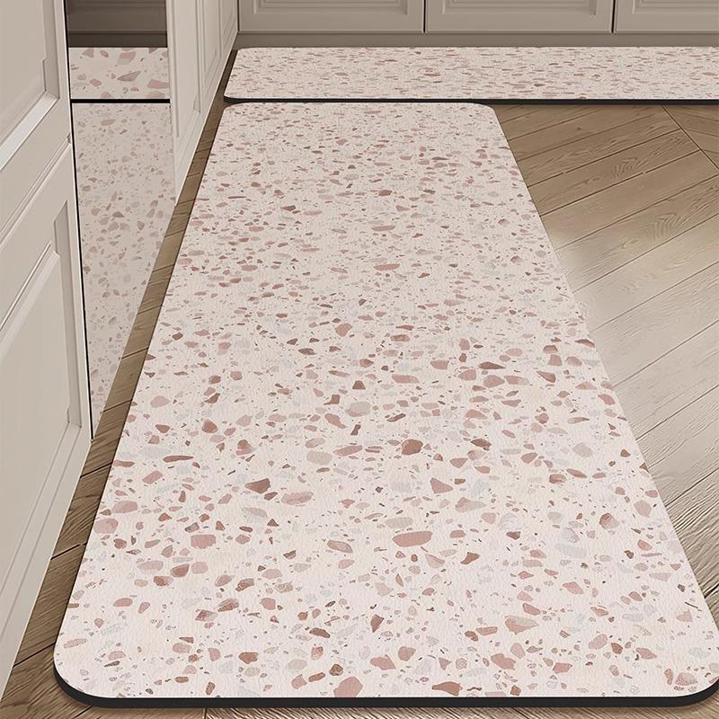 PVC Kitchen Floor Mat Modern Simple Waterproof Oil-proof Carpet Imitation Marble Pattern Large Area Balcony Leather Rug Alfombra
