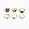 Retro French ring women's simple design sense green diamond ring casual versatile ring jewelry