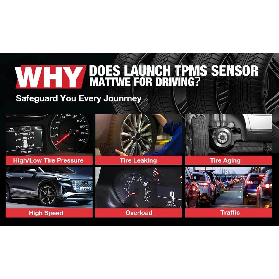 LAUNCH X431 TSENSOR-05 Univerzální TPMS senzor 315MHz/433MHz Duální frekvence Nastavitelný úhel Gumový ventil Monitor tlaku v pneumatikách