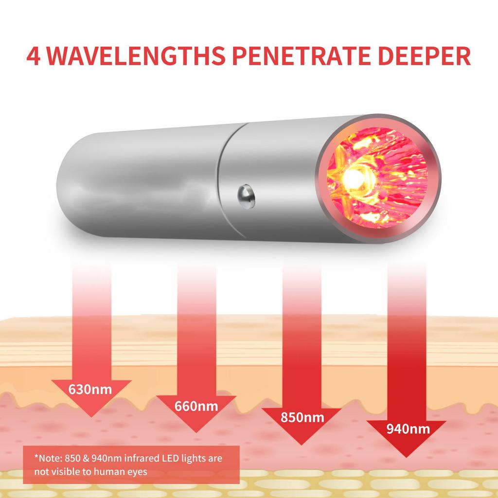 Portable Infrared Physiotherapy Red Light Flashlight with 4 Light Sources
