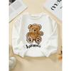 Kids Crewneck Sweatshirt, Cute Teddy Bear Graphic Print,Spring Autumn Casual Sport Tops for Kids