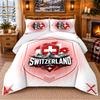 Printed 3Pcs Bedding Set Switzerland Football Pattern Bed Sheet Pillowcase For Bedroom Decor