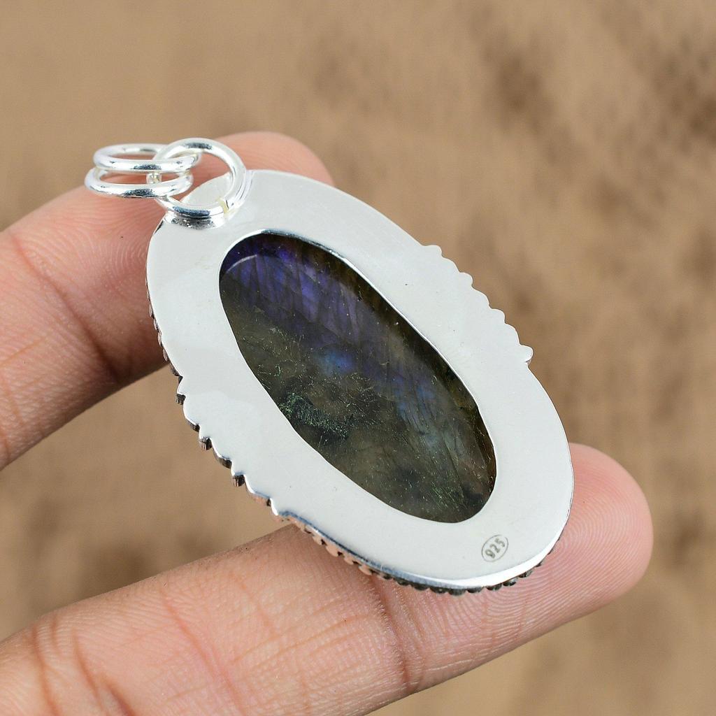 Natural Labradorite Birthday Wedding Handmade Pendant Jewelry Sterling Silver