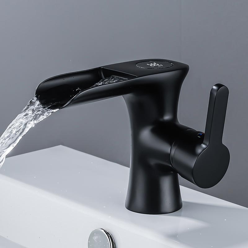 Intelligent Digital Display Hot and Cold Faucet Bathroom Vanity Washbasin Washbasin Hot and Cold Faucet
