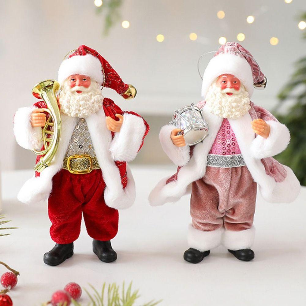 Standing Posture Santa Claus Figurine Cute Christmas Home Decorations  Office Decor