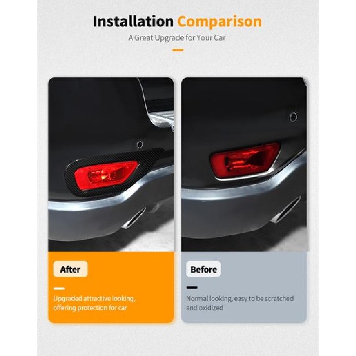 Carbon Fiber Rear Fog Light Tail Lamp Bezel Covers For Jeep Grand Cherokee 2011+