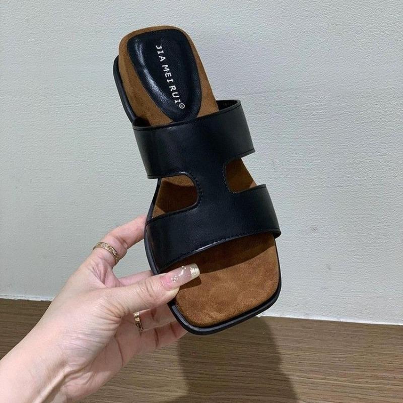 

Мода 2025 Новая женская обувь С открытым носком Женские тапочки Модные уличные повседневные Летние Новые Легкие Удобные Бестселлер Тапочки на плоской подошве 40 чёрный