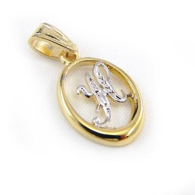 [G7640] - 2-tone 'Letter H' Gold Plated Pendant