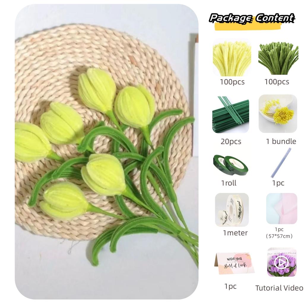 200pcs Pipe Cleaners Craft Supplies with 20pcs Metal Rods,1 Glue Bar,1 Garden Tape, 1m Ribbon, 1pc Haze Paper and 1 Gift Card