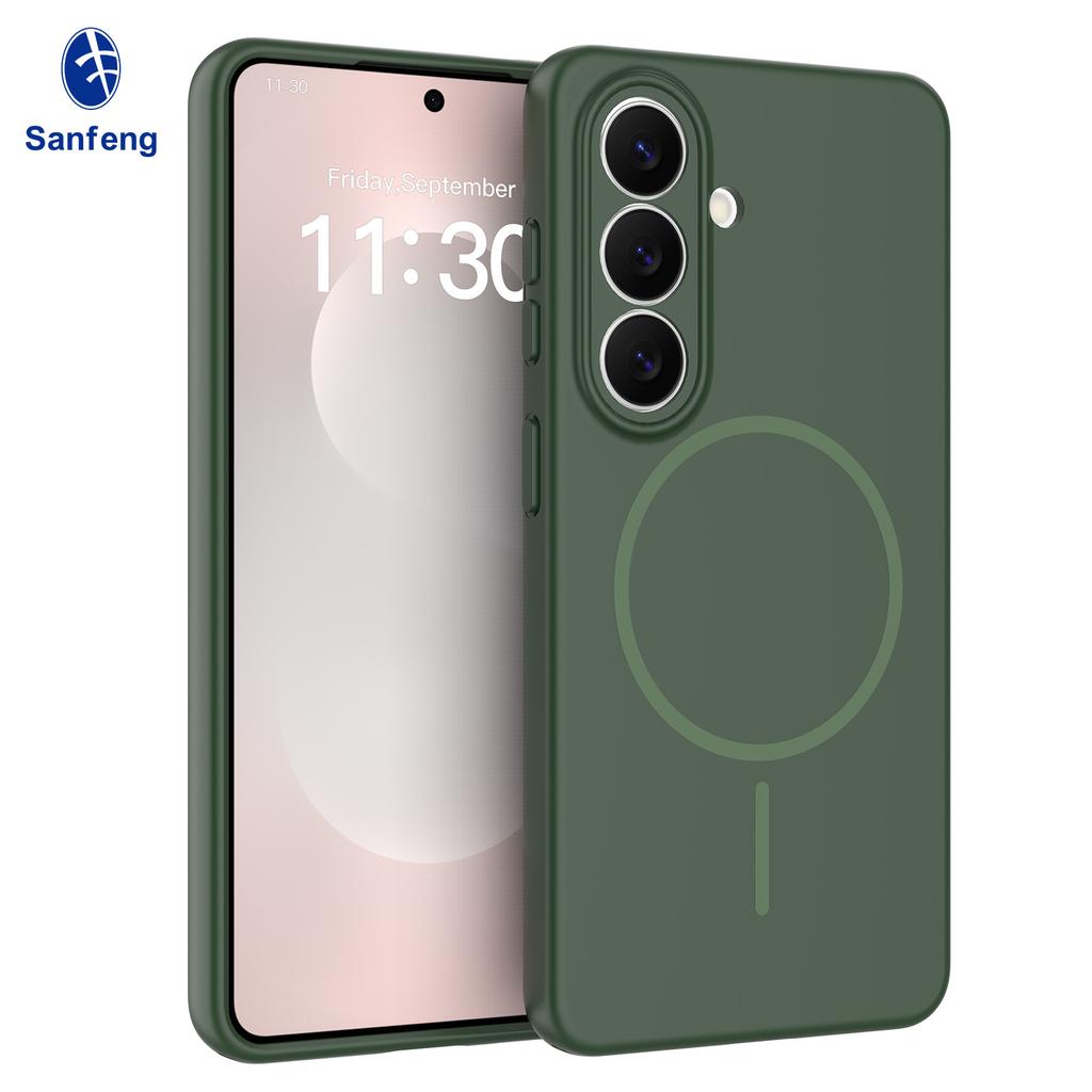 The New Model Is Suitable for Samsung S26 Mobile Phone Case, Magnetic Suction 26Ultra Fine Hole Skin Feel Solid Color S26 Plus Protective Case.