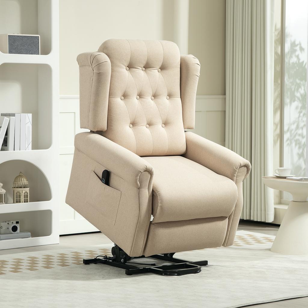 45 degrees Lifting Riser and Recliner Armchair - Beige