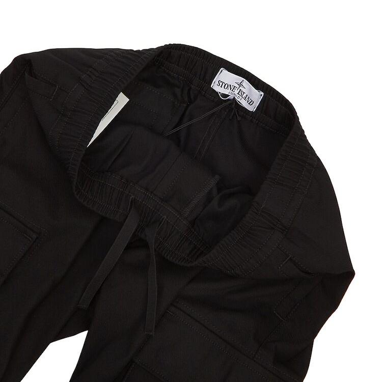 Stone Island Elastic Waist Pocket Micro Logo Casual Work Pants Kids pants Black 791630712-V0029
