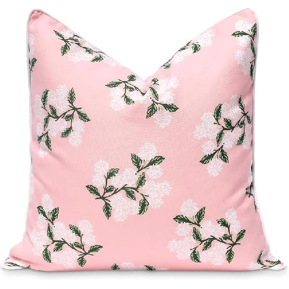 Hofdeco Premium Coastal Patio Indoor Outdoor Scalloped Lumbar Pillow Cover Only, 12"x20" Water Repellent for Backyard, Couch, Green Embroidered