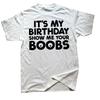 Its My Birthday Show Me Your Boobs T Shirts Men Women Pure Cotton Humor Streetwear Tee Shirt Short Sleeve Unisex Loose Clothing