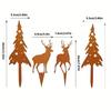 4pcs Vintage Rustic Metal Spruce Tree and Deer Garden Stakes,Outdoor Lawn and Patio Decoration Plant Plug,Suitable for Christmas