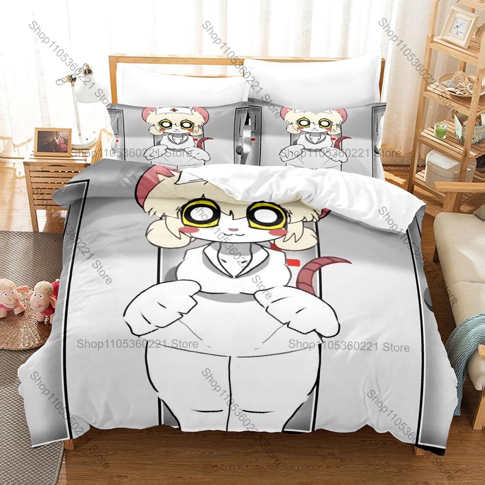Terrible Mouse Cartoon Print 3PCS Bedding Set Soft Microfiber Duvet Cover 2 Pillowcases Hidden Zipper No Inner Core