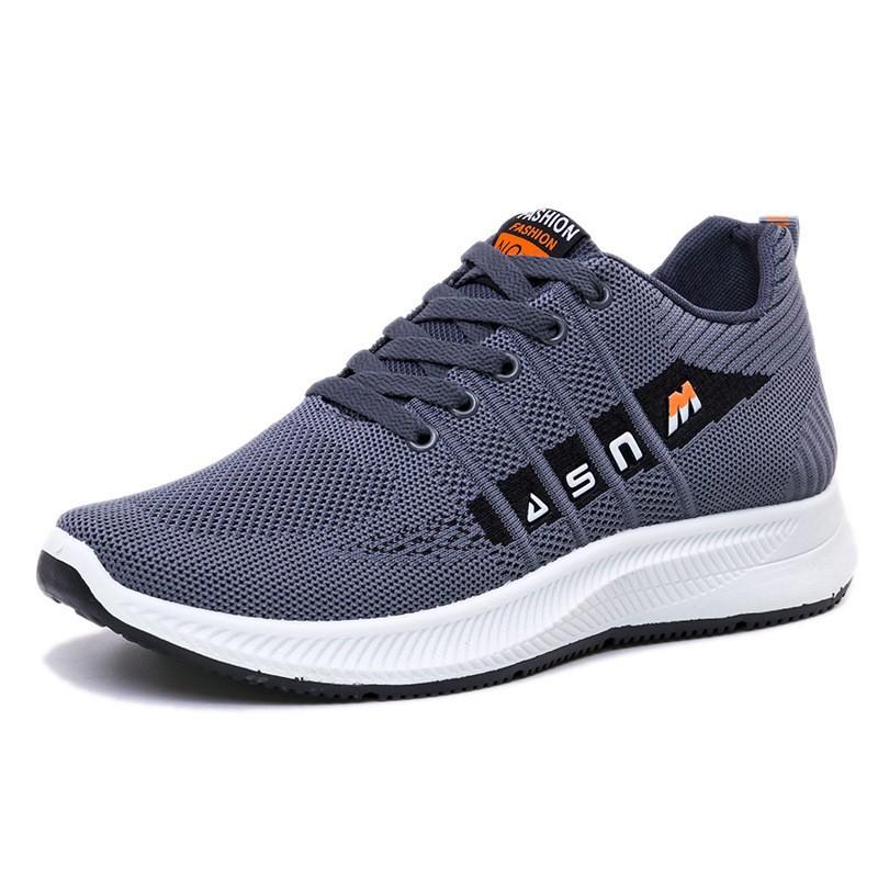

Men s and women s spring and autumn fly-woven mesh breathable and lightweight casual sports shoes thick-soled low-top fashion men s shoes 44 серый