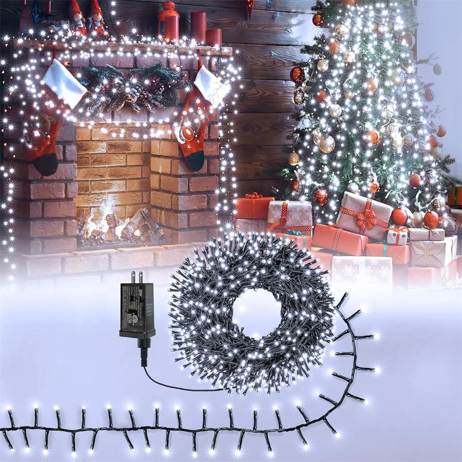 30M 1500 LED Cluster Lights Outdoor Plug In Christmas Firecracker String Light 8 Modes Firecracker Cluster Lights for Tree Decor