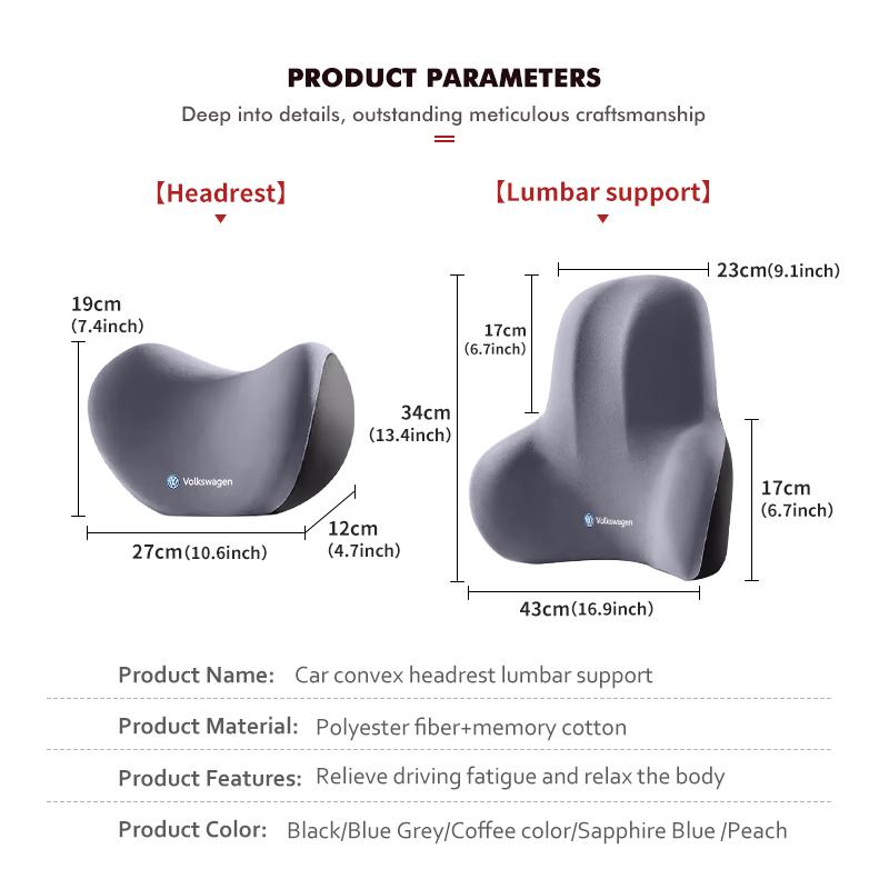 T28Emblems Car Headrest U-shaped Neck Pillow Lumbar Support Accessories For Volkswagen VW Scirocco Passat Polo B5 B6 B7 CC Tiguan S