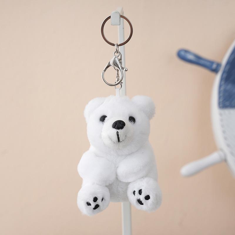 

Cute White Bear Plush Doll Toy Keychain Pendant Cartoon Fat Animal Snow Polar Bear Car Keychain Bag Pendant Lovers Women Gifts