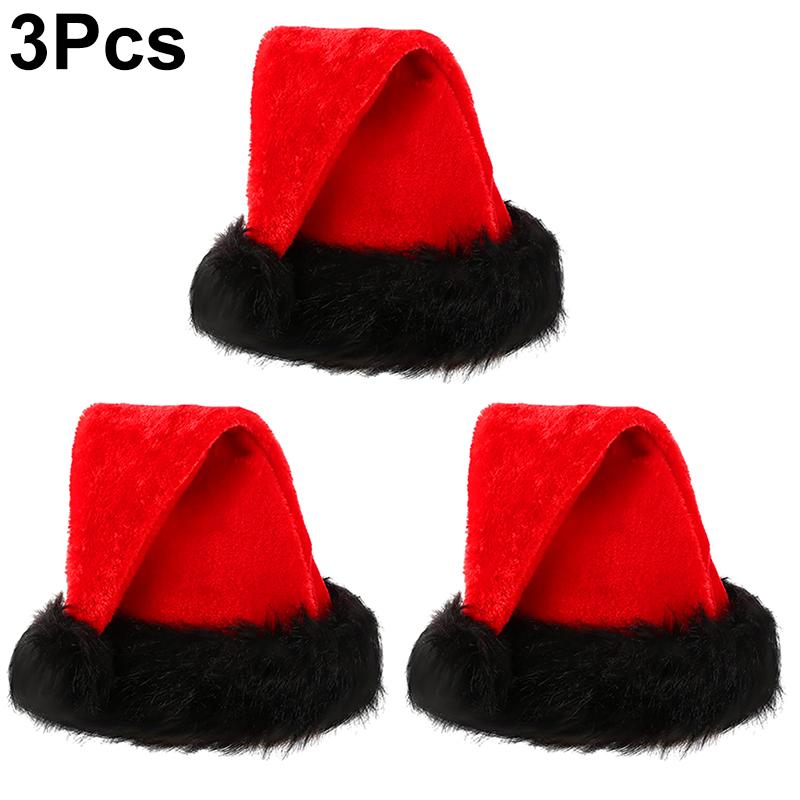 1Pc Christmas Hat Black Border Plush Holiday Activities Holiday Decoration Warm Photography Props