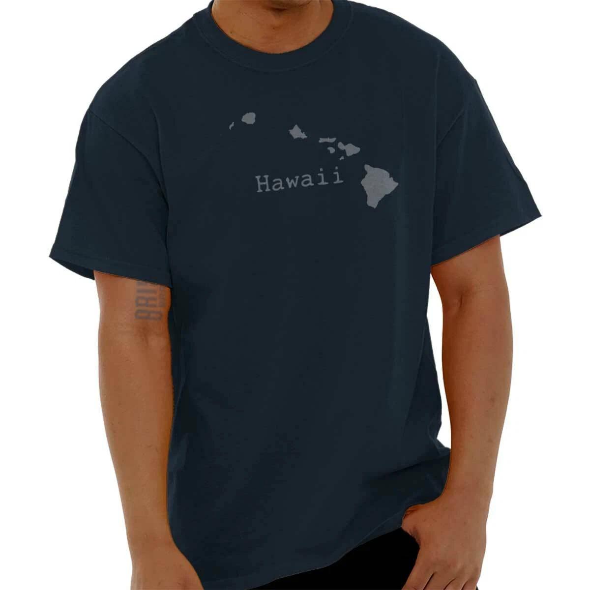 Hawaii State Islands Map Travel Souvenir Womens or Mens Crewneck T Shirt Tee XXL
