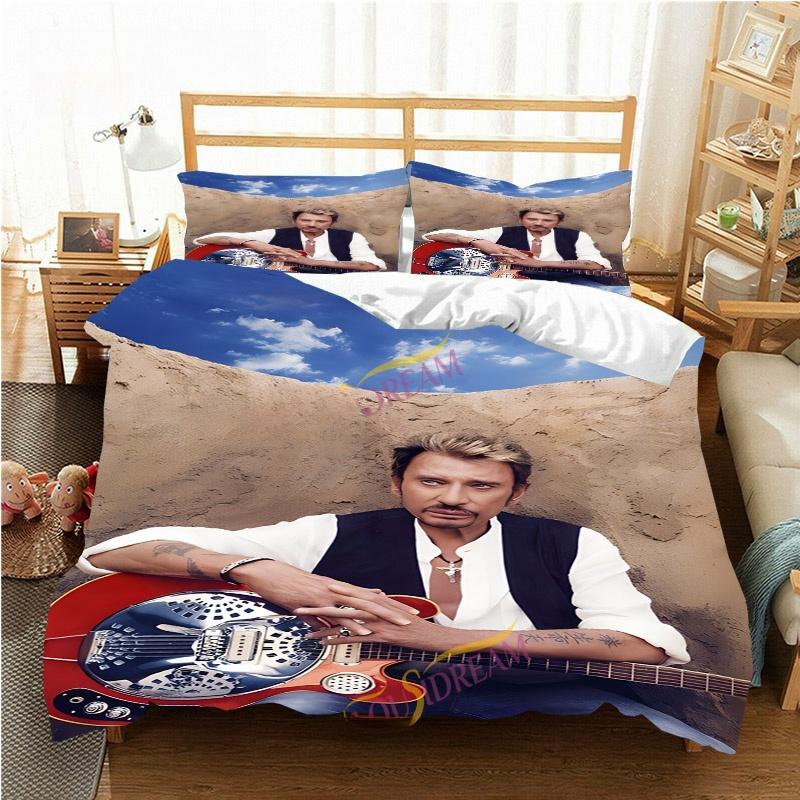 Francia Cantante Rock J-Johnny H-Hallyday Set Biancheria da Letto Singolo Twin Full Queen King Size Set Letto Adulto Bambino Camera da Letto Set Copripiumino