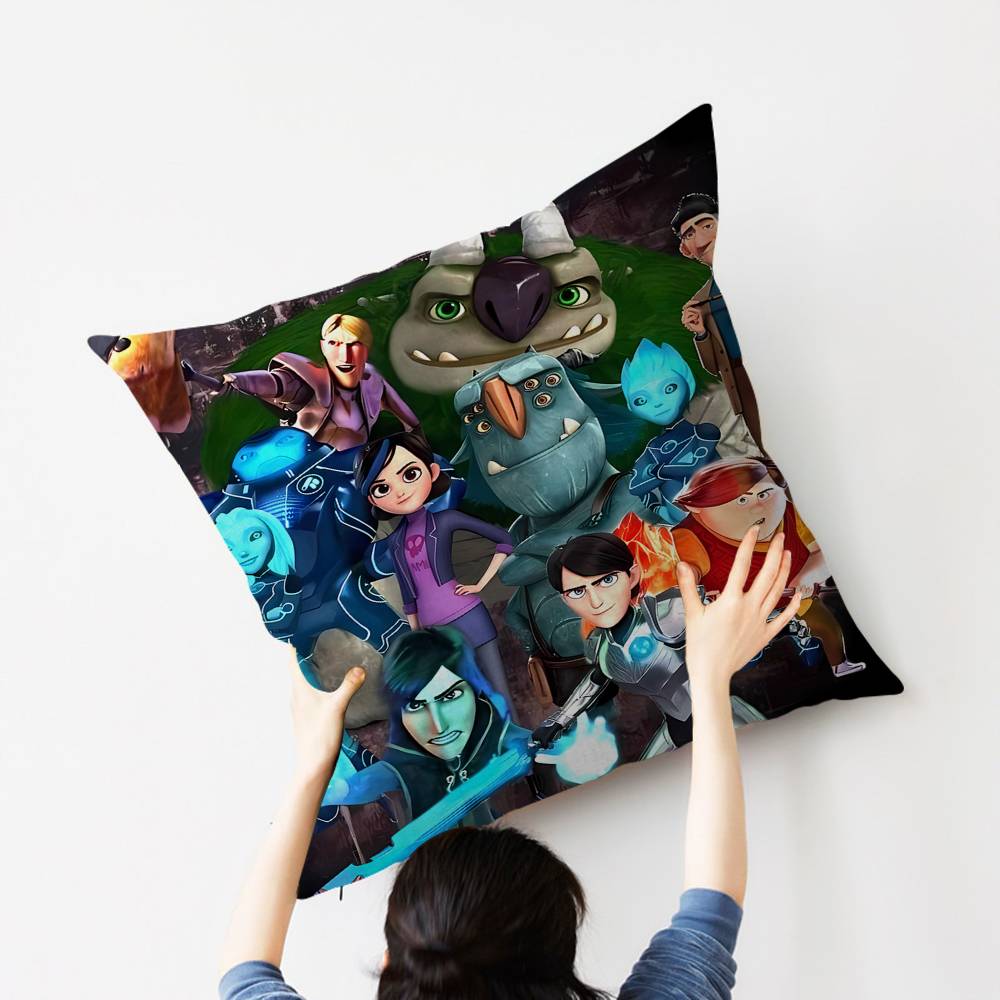 Anime Trollhunters Pillow Covers Cartoon Sofa Decorative Home Double-sided Printing Short Plush Cute Cushion Cover