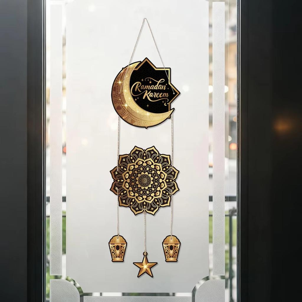Eid Mubarak Hanging Sign Diy Moon Castle Decoration Festival Door Sign Decorative Lantern Welcome Sign For Front Door Ramadan