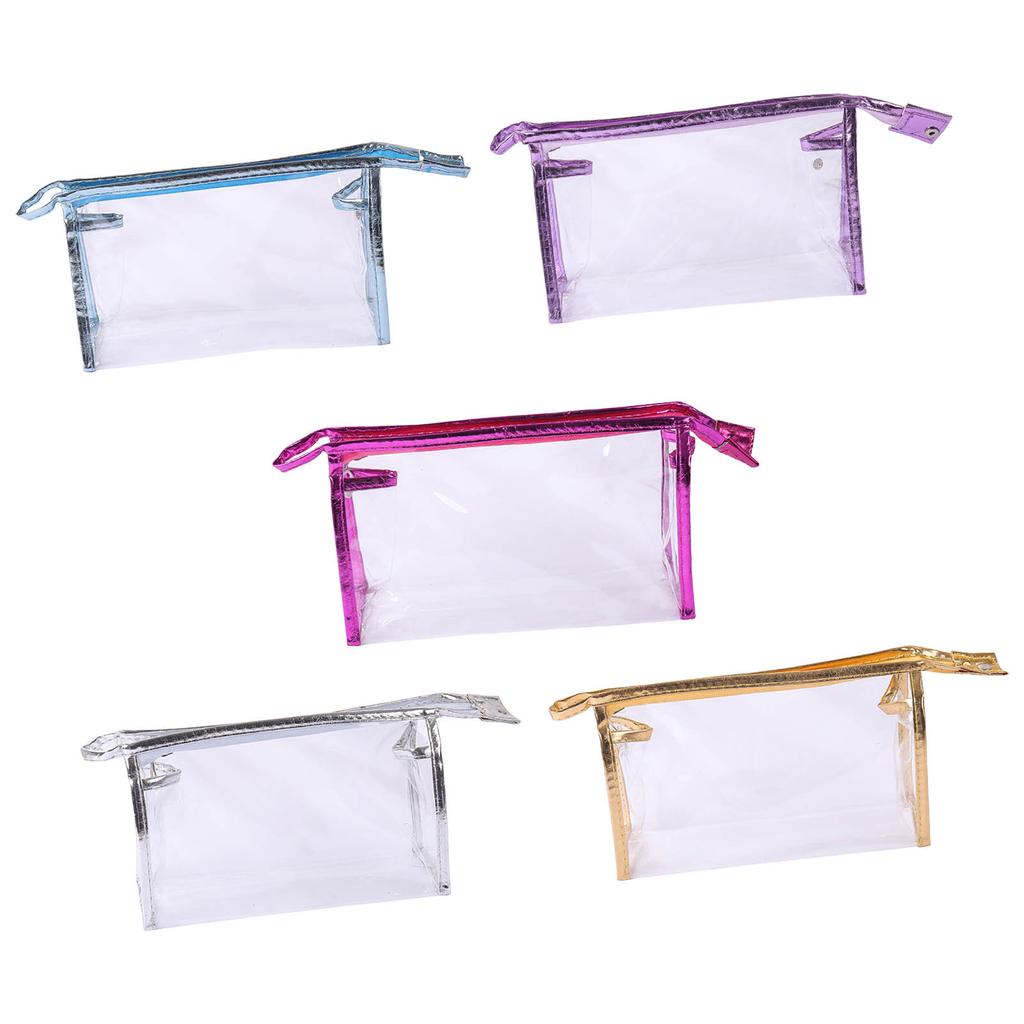 5PCS Clear Cosmetic Bag Five Colors Transparent Fashion PU Leather Handbag Makeup Bag Travel