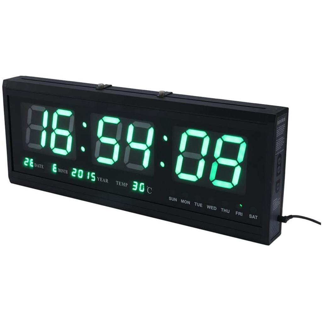 Large Modern LED Digital Wall Clock Date Temperature 24 Or 12 Hour Office