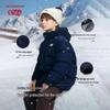 Kids' Unisex Stand Collar Hooded Mid-Length Down Jacket
