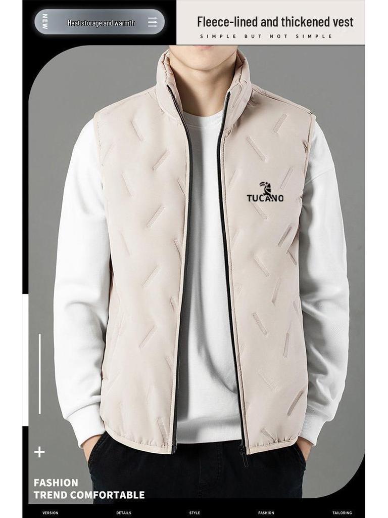 Woodpecker Unisex Lambswool Vest: Autumn/Winter Fleece-Lined, Thick, Stand Collar, Casual & Warm Jacket