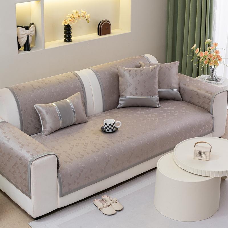 Ice Silk Sofa Cushion Leather Light Luxury Summer Mat Seat Cushion Simple Modern High-End Non-Slip Leather Sofa Cover